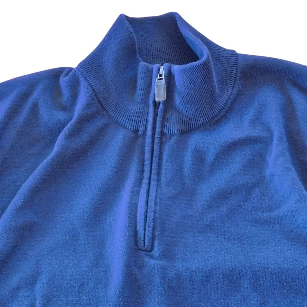 Jos A Bank Signature Collection Pima Cotton Sweater Blue 1/4 Zip Men's size XL